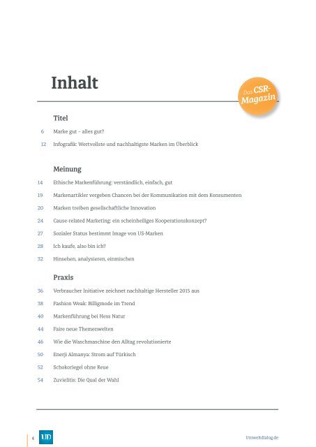 Marke gut - alles gut? - UmweltDialog Magazin Nr . 4  (November 2015)