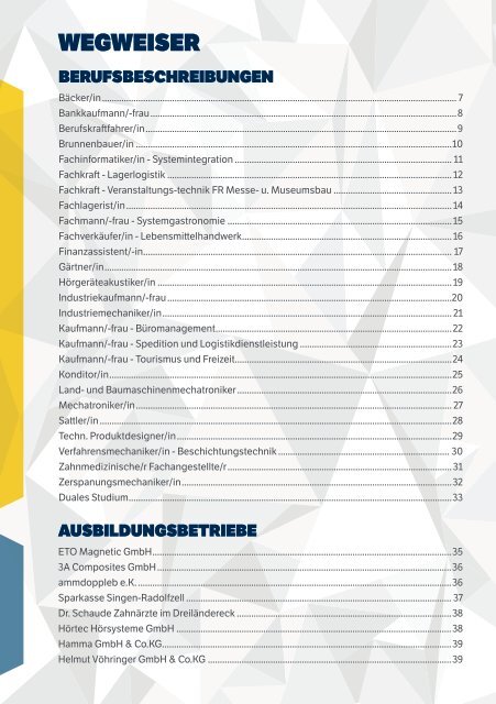 AUSBILDUNGSPLÄTZE - FERTIG - LOS | Landkreis Konstanz, Bodenseekreis, Landkreis Ravensburg | Ausgabe 2016/17