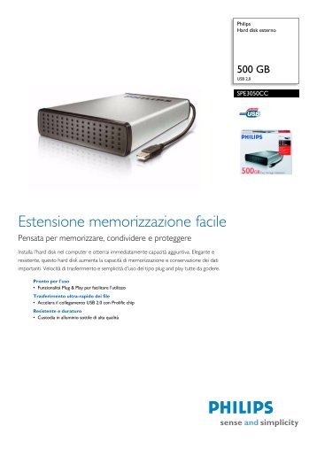 Philips Hard disk esterno - Scheda tecnica - ITA