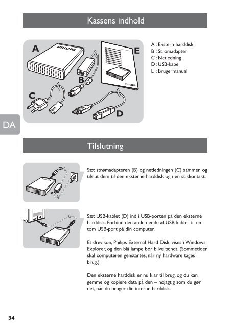Philips Hard disk esterno - Istruzioni per l'uso - FIN