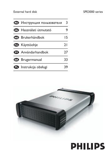 Philips Hard disk esterno - Istruzioni per l'uso - RUS