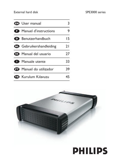 Philips Hard disk esterno - Istruzioni per l'uso - DEU