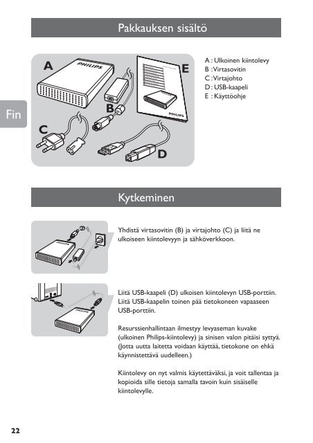 Philips Hard disk esterno - Istruzioni per l'uso - DAN