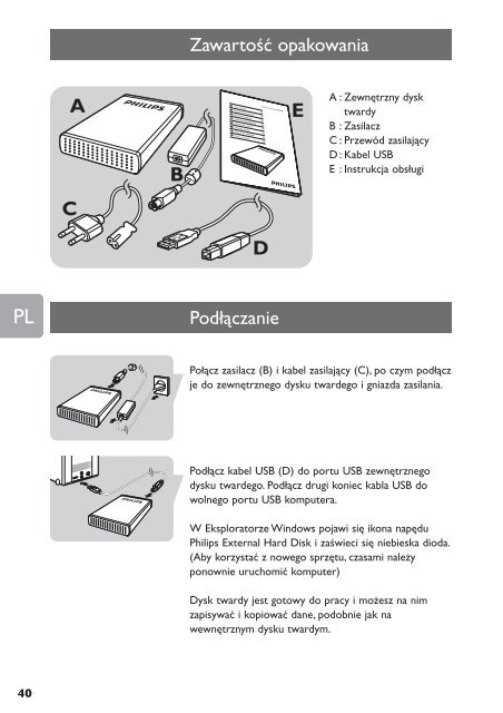 Philips Hard disk esterno - Istruzioni per l'uso - DAN