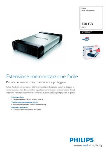 Philips Hard disk esterno - Scheda tecnica - ITA