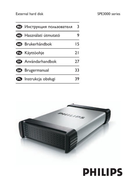 Philips Hard disk esterno - Istruzioni per l'uso - NOR