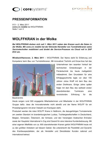 WOLFFKRAN in der Wolke