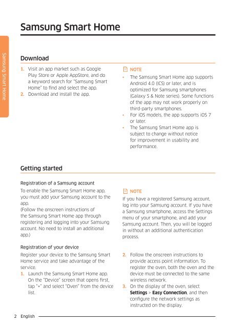 Samsung Forno Gourmet Vapour Cook NV73J9770RS - Smart home App Manual_2.72 MB, pdf, ENGLISH