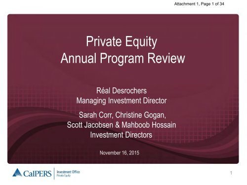 Private Equity Annual Program Review