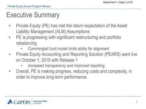 Private Equity Annual Program Review