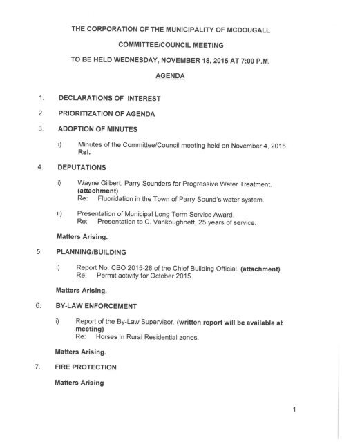 November 18, 2015 Agenda Package