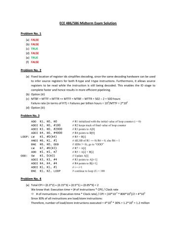 ECE 486/586 Midterm Exam Solution Problem No 1 Problem No 2 Problem No 4