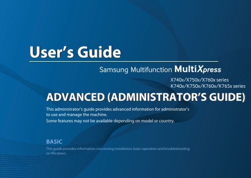 Samsung Multifunzione b/n MultiXpress SL-K7400GX (A3) (40 ppm) - User Manual_36.16 MB, pdf, ENGLISH