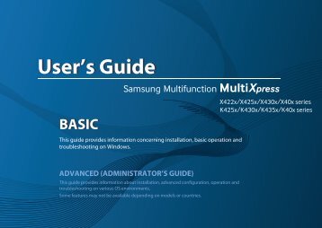 Samsung Smart  MultiXpress X4220RX A3 Color Multifunction  (22 / 22 ppm) - User Manual_39.33 MB, pdf, ENGLISH