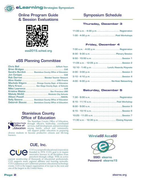 eLearning Strategies Symposium 2015 Program