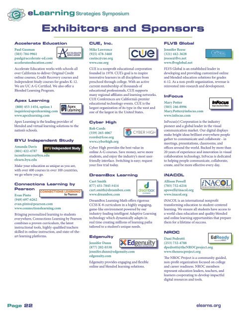 eLearning Strategies Symposium 2015 Program