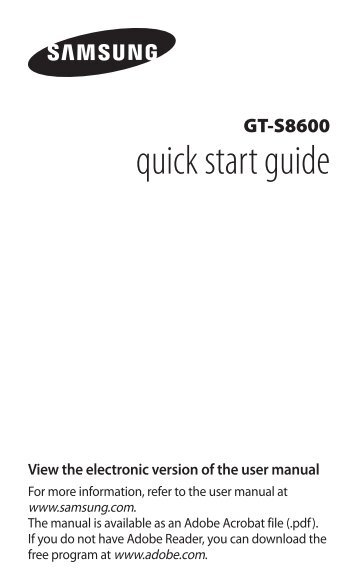 Samsung Galaxy Wave 3 - Quick Guide_1.06 MB, pdf, ENGLISH(Europe)