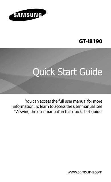 Galaxy S3 Mini User Manual Pdf