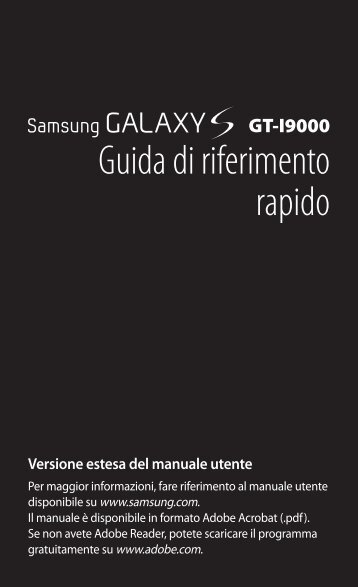 Samsung GT-I9000/RM8 - Quick Guide_0.4 MB, pdf, ITALIAN(Orange)