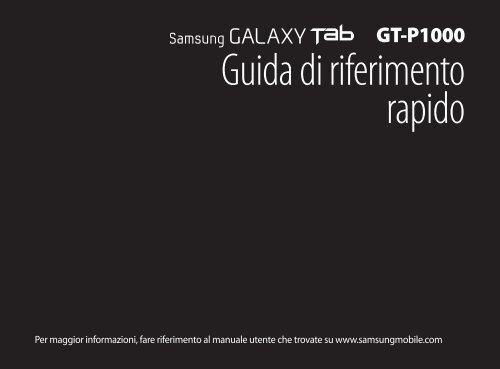 Samsung GT-P1000/M16 - Quick Guide(Orange)_0.74 MB, pdf, ITALIAN(SWISS)