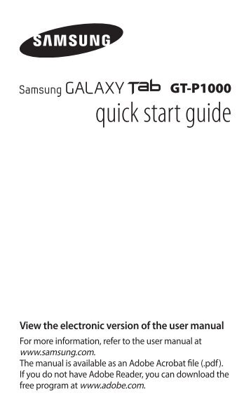 Samsung GT-P1000/M16 - Quick Guide(Gingerbread)_0.25 MB, pdf, ENGLISH(Europe)