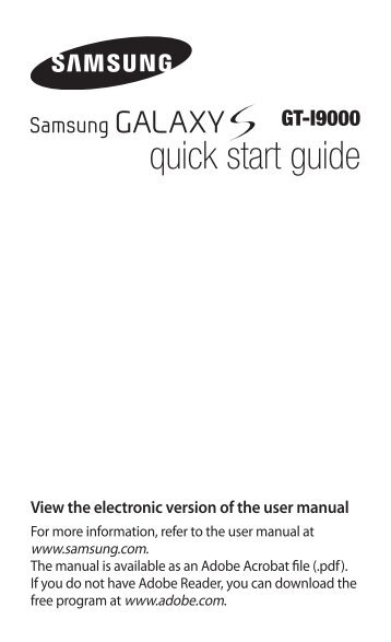 Samsung GT-I9000/RM8 - Quick Guide_0.32 MB, pdf, ENGLISH