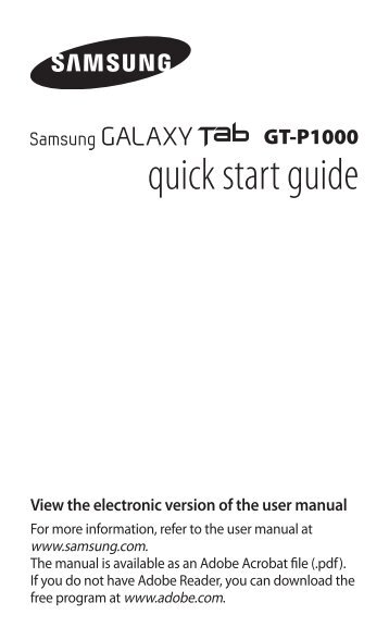Samsung Galaxy Tab (7.0, 3G) - Quick Guide(Gingerbread)_0.25 MB, pdf, ENGLISH(Europe)