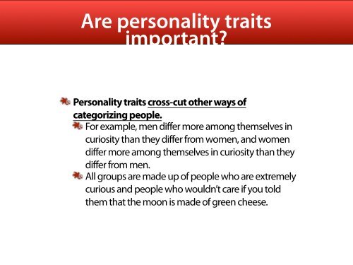 Are personality traits important? - People