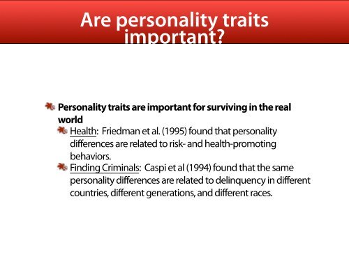 Are personality traits important? - People