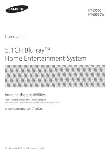 Samsung Sistema Home Entertainment Blu-ray J5500 da 1000W, 5.1Ch - User Manual_2.5 MB, pdf, ENGLISH