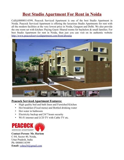 Best Studio Apartment For Rent In Noida