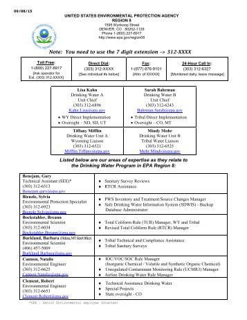 Region 8 Drinking Water Unit Contact List (PDF) - US Environmental ...