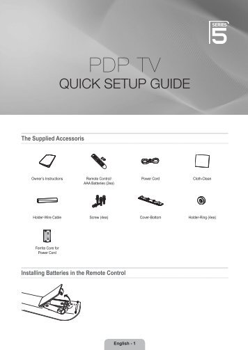 Samsung PS50B530S2W - Quick Guide_2.27 MB, pdf, ENGLISH