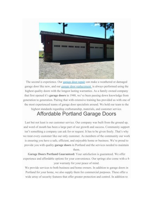 Garage doors Portland