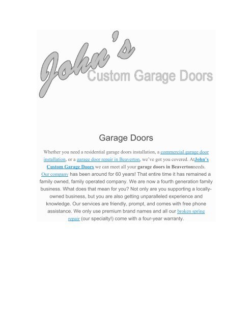 Garage Doors Beaverton