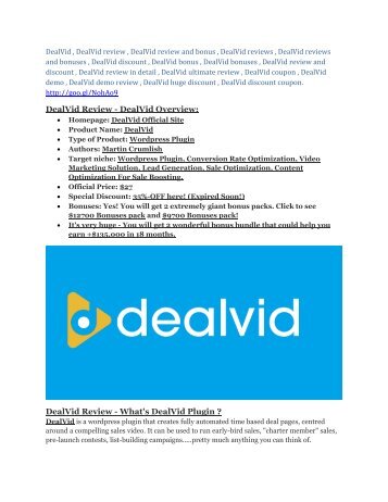 DealVid review demo and $14800 bonuses