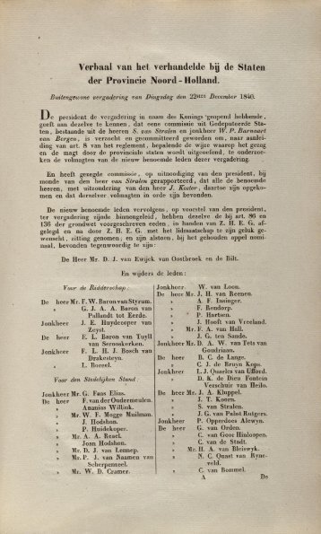 De eerste vergadering van Provinciale Staten van Noord-Holland