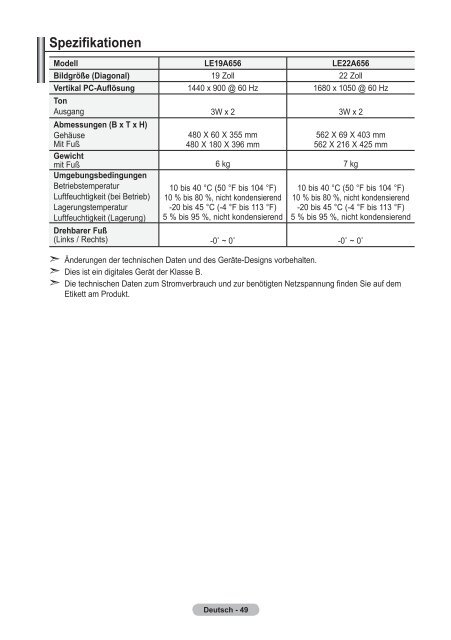 Samsung LE19A656A1D - User Manual_84.58 MB, pdf, ENGLISH, DUTCH, FRENCH, GERMAN, ITALIAN, PORTUGUESE, SLOVENIAN, SPANISH