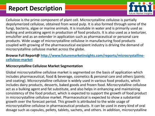 Microcrystalline Cellulose Market