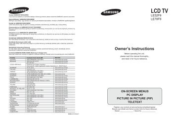 Samsung LE52F96BD - User Manual_92.47 MB, pdf, ENGLISH, BULGARIAN, CROATIAN, CZECH, GREEK, HUNGARIAN, POLISH, ROMANIAN, SLOVAK
