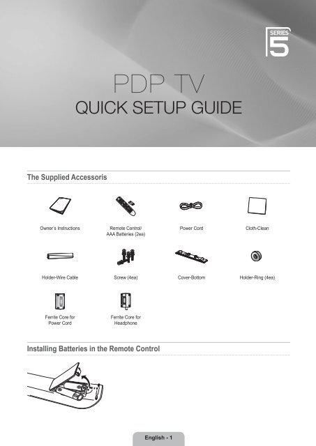 Samsung PS50B551T3W - Quick Guide_2.24 MB, pdf, ENGLISH