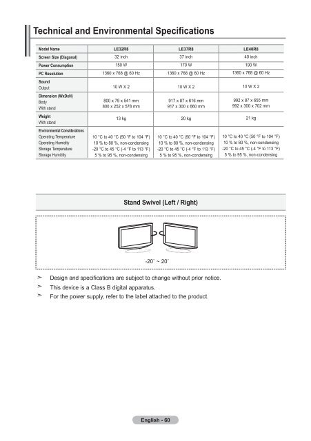 Samsung LE32R87BD - User Manual_46.82 MB, pdf, ENGLISH, DANISH, FINNISH, NORWEGIAN, SWEDISH