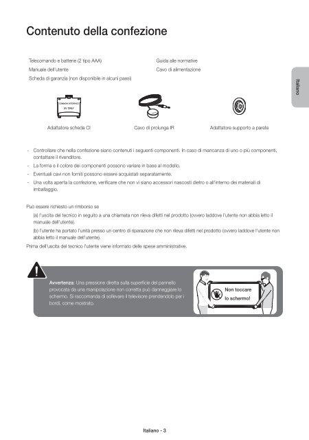 Samsung TV 55&quot; Full HD Curvo Smart H6800 Serie 6 - Quick Guide_10.38 MB, pdf, ENGLISH, GERMAN, ITALIAN