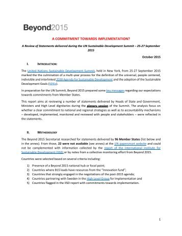 A COMMITMENT TOWARDS IMPLEMENTATION? I INTRODUCTION II METHODOLOGY