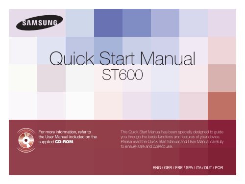 Samsung ST600 - Quick Guide_11.08 MB, pdf, ENGLISH, DUTCH, FRENCH, GERMAN, ITALIAN, PORTUGUESE, SPANISH