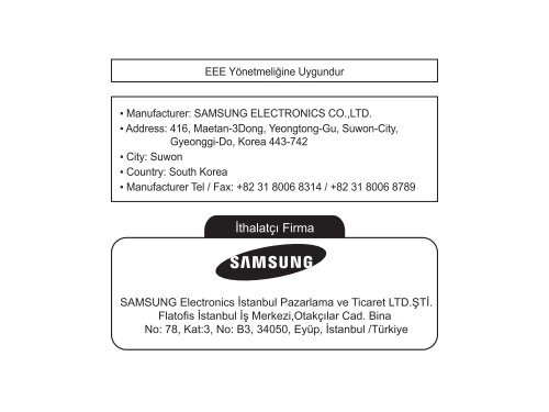 Samsung PL90 - Quick Guide_3.33 MB, pdf, ENGLISH, TURKISH