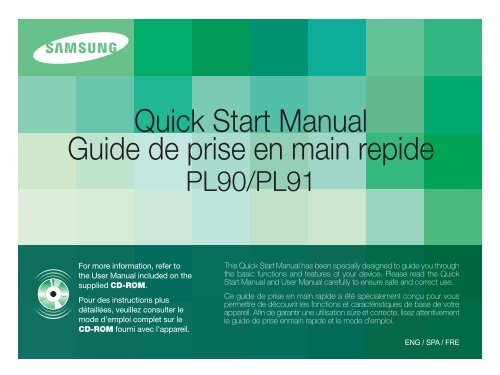 Samsung PL90 - Quick Guide_3.93 MB, pdf, ENGLISH, FRENCH, SPANISH