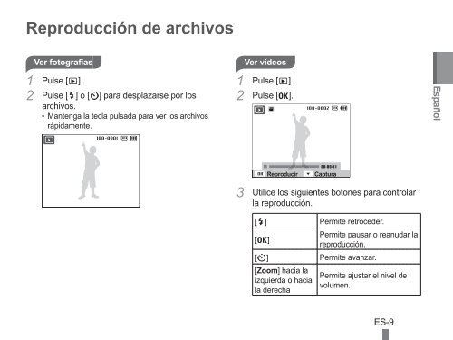 Samsung PL90 - Quick Guide_2.73 MB, pdf, ENGLISH, SPANISH