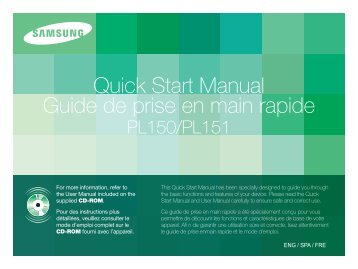 Samsung PL150 - Quick Guide_3.82 MB, pdf, ENGLISH, FRENCH, SPANISH