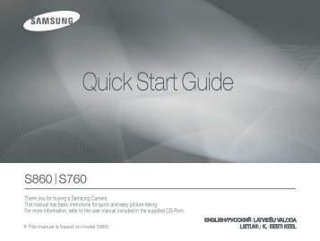 Samsung S860 - Quick Guide_10.75 MB, pdf, ENGLISH, ESTONIAN, LATVIAN, LITHUANIAN, RUSSIAN